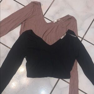 Stylish Black and Mauve V-Neck Women's Tops- bundle